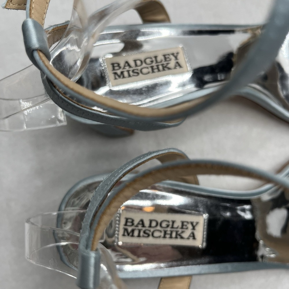 Badgley Mischka Harriet Blue Jeweled Ankle Strap Heel Women's 8 Prom Hoco - Picture 11 of 11